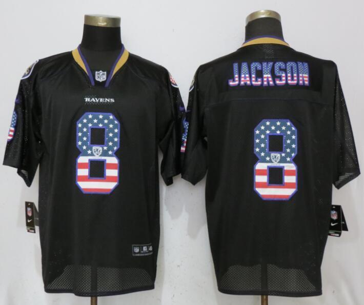 Baltimore Ravens #8 Michael Jackson USA Flag Fashion Black Elite Jerseys Football Jersey football jersey product view 1