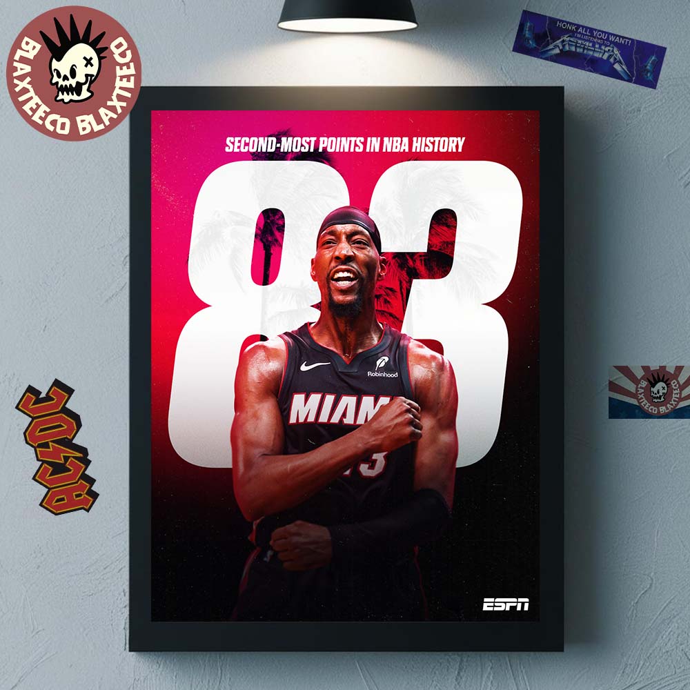 Bam Adebayo Miami Heat NBA Second Most Points In NBA History Passes Kobe Home Decor Poster Canvas - T-Shirt, Sweatshirt, Hoodie
