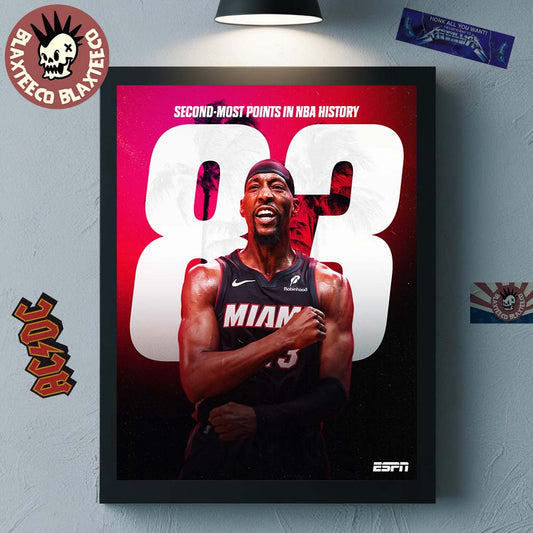 Bam Adebayo Miami Heat NBA Second Most Points In NBA History Passes Kobe Home Decor Poster Canvas - T-Shirt, Sweatshirt, Hoodie