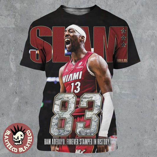 Bam Adebayo Miami Heat On The Cover Of SLAM 261 83 Points Forever Stamped In History All Over Print Shirt - T-Shirt, Sweatshirt, Hoodie