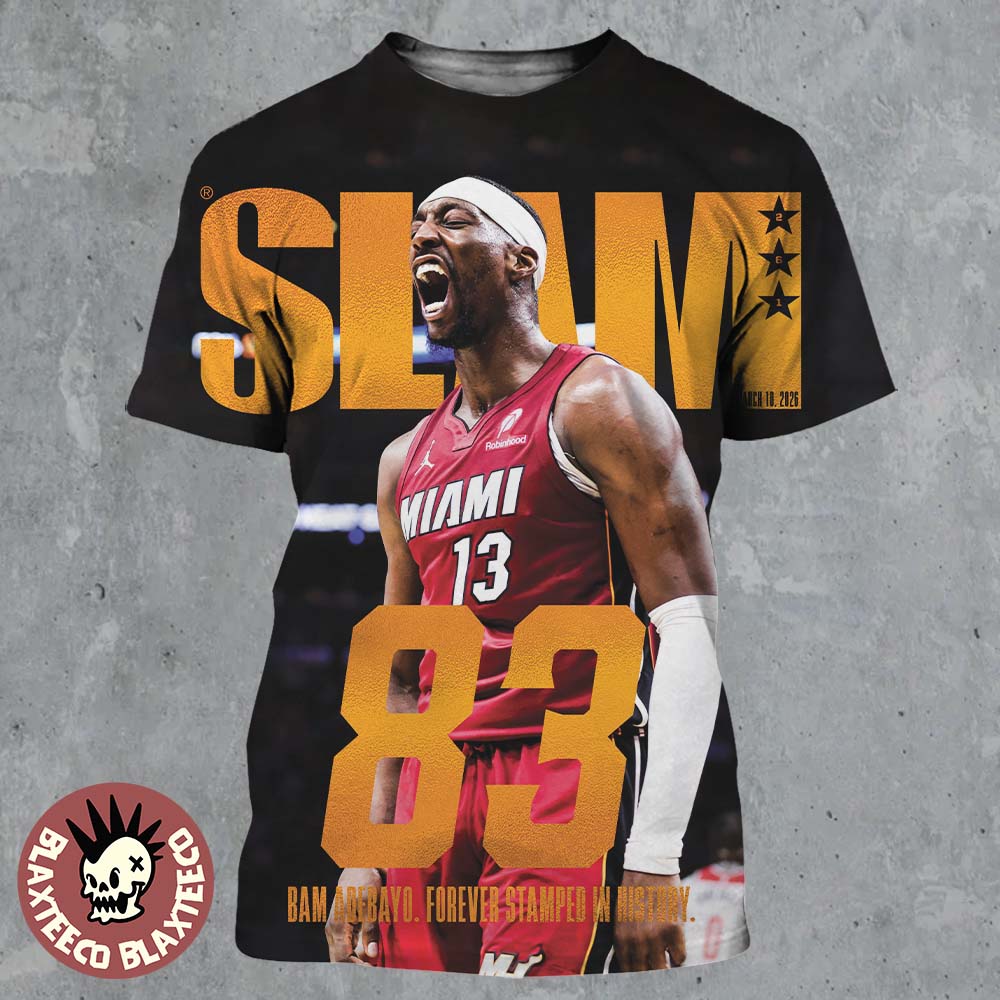 Bam Adebayo Miami Heat On The Cover Of SLAM 261 83 Points Forever Stamped In History Orange Metal Edition All Over Print Shirt - T-Shirt, Sweatshirt, Hoodie