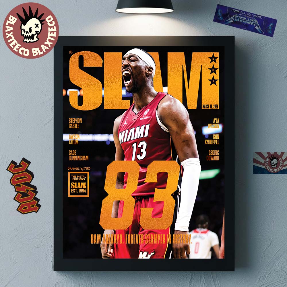 Bam Adebayo Miami Heat On The Cover Of SLAM 261 83 Points Forever Stamped In History Orange Metal Edition Decor Poster Canvas - T-Shirt, Sweatshirt, Hoodie