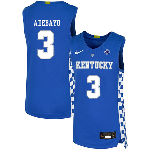 Bam Adebayo 3 Blue College Football Jersey football jersey product view 1