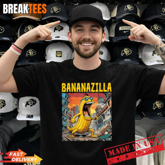 Bananazilla Banana Kaiju Monster Japanese Baseball Shirt Unisex T-shirt, Sweatshirt, Hoodie, Long Sleeve Tee - T-Shirt, Sweatshirt, Hoodie