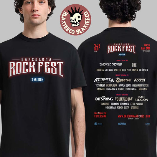 Barcelona Rock Fest 2026 Full Lineup At Parc de Can Zam In Santa Coloma de Gramenet On July 3 4 5 2026 Two Sided T-Shirt - T-Shirt, Sweatshirt, Hoodie