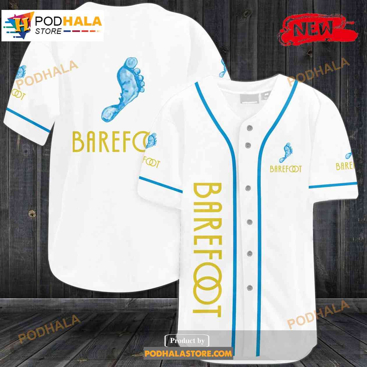 Barefoot Wine All Over Print Unisex Baseball Jersey baseball jersey product view 1