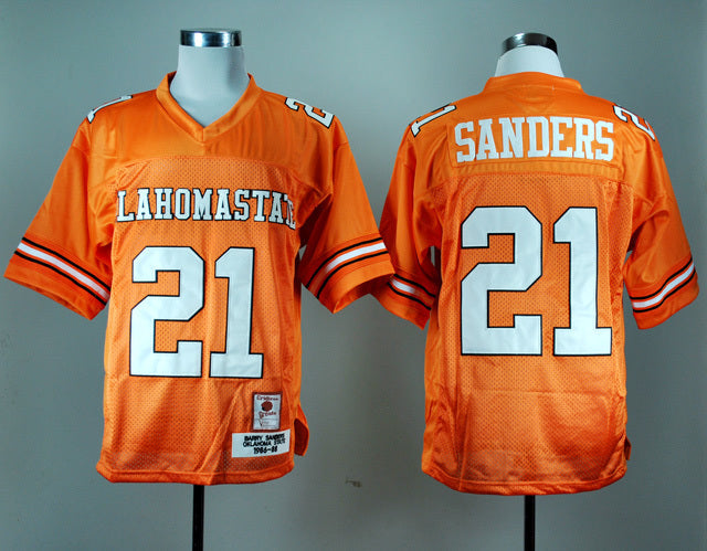 Barry Sanders 21 Orange Style 1 College Football Jersey football jersey product view 1