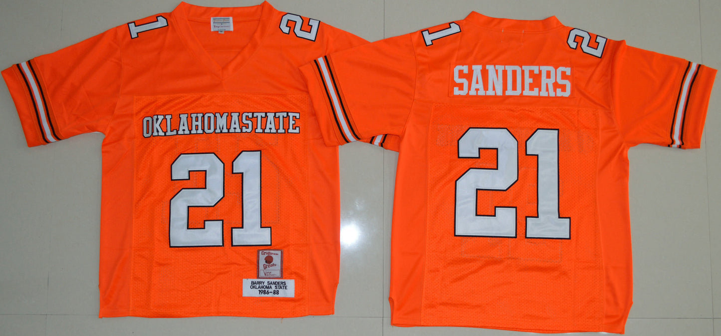 Barry Sanders 21 Orange Style 2 College Football Jersey football jersey product view 1