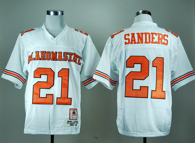 Barry Sanders 21 White Style 1 College Football Jersey football jersey product view 1