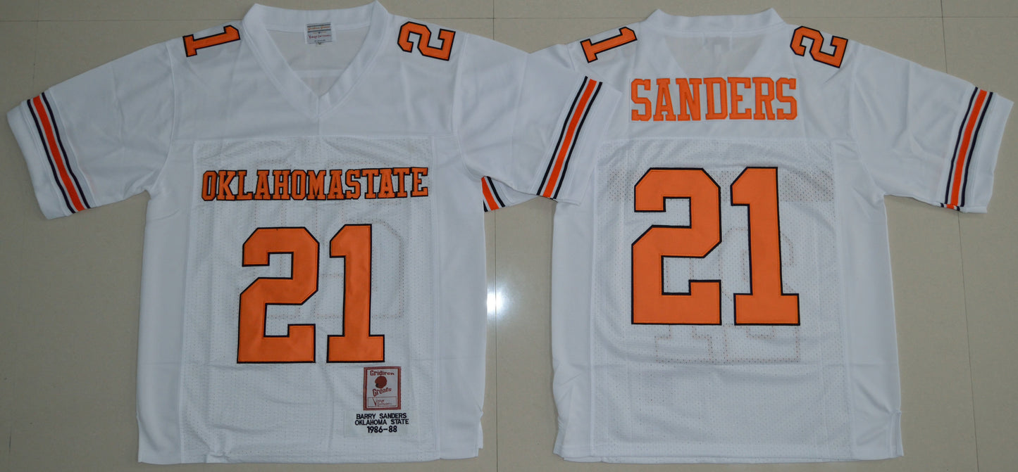 Barry Sanders 21 White Style 2 College Football Jersey football jersey product view 1