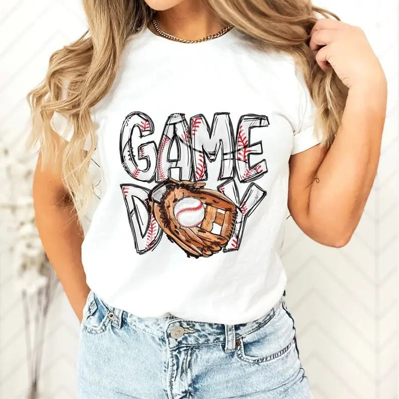 Baseball Shirt Baseball Game Day Shirt Baseball Mom Shirt Game Day Collar Everyday Casual Cotton Fabric Fit Top T-Shirts, Hoodie, Sweatshirt baseball jersey product view 1