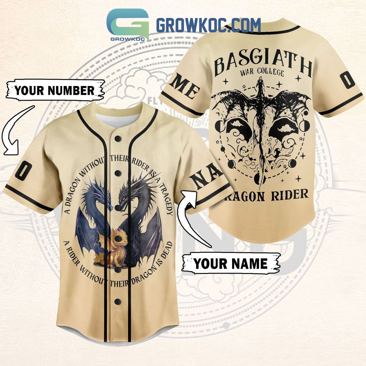 Basgiath War College Dragon Rider Personalized Baseball Jersey baseball jersey product view 1