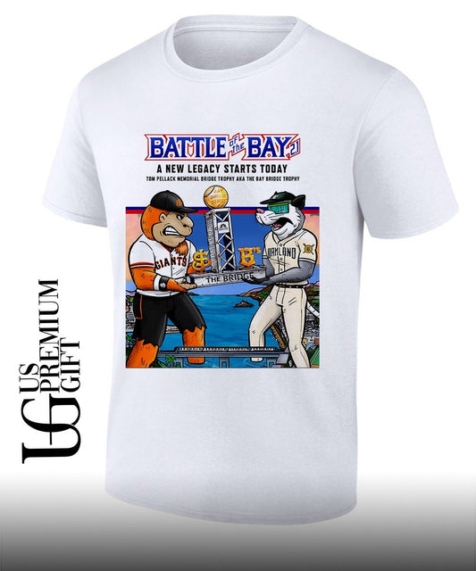 Battle of the Bay San Francisco Giants vs Oakland Athletics baseball mascot shirt Unisex T-shirt, Sweatshirt, Hoodie, Long Sleeve Tee - T-Shirt, Sweatshirt, Hoodie