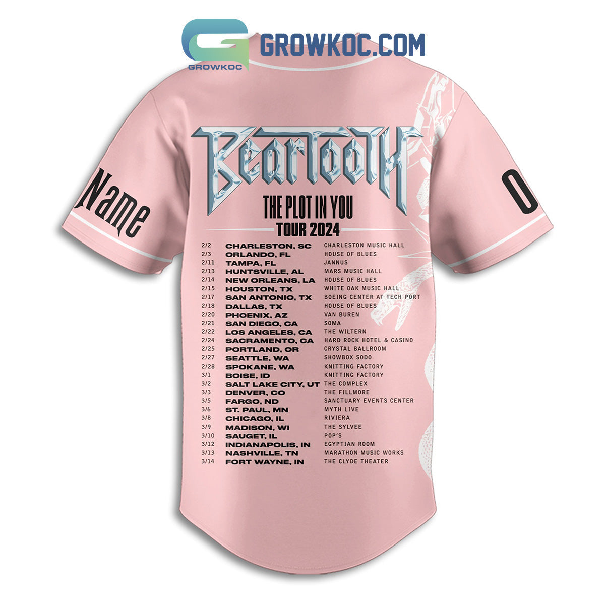 Beartooth The Plot In You Tour 2024 Personalized Baseball Jersey baseball jersey product view 3