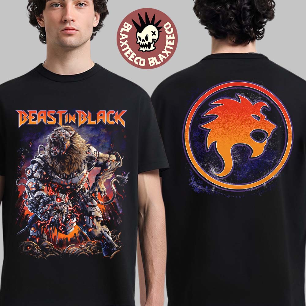 Beast In Black European Tour 2025 Merch Tee Cyber Apocalypse Two Sided T-Shirt Unisex T-shirt, Sweatshirt, Hoodie, Long Sleeve Tee - T-Shirt, Sweatshirt, Hoodie