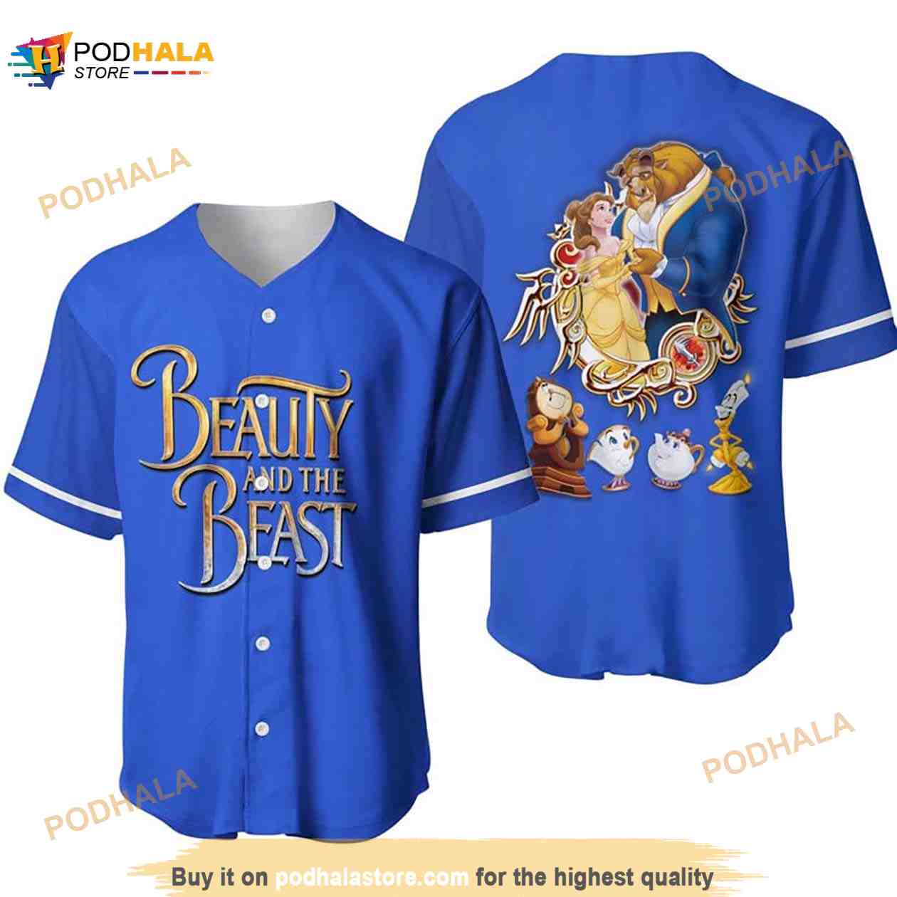 Beauty And The Beast All Over Print 3D Baseball Jersey baseball jersey product view 1