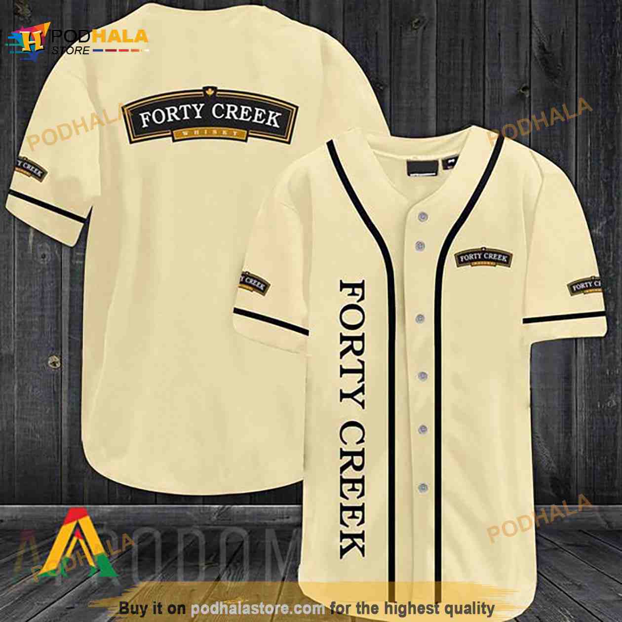 Beige Forty Creek 3D Baseball Jersey baseball jersey product view 1