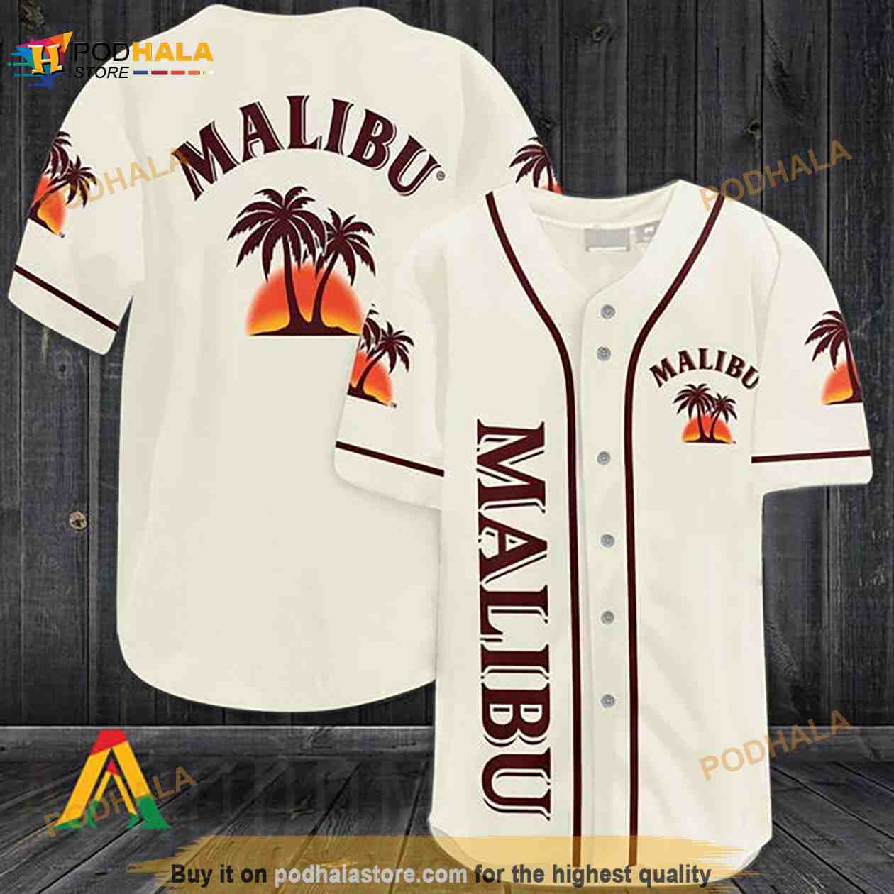 Beige Malibu Rum 3D Baseball Jersey baseball jersey product view 1