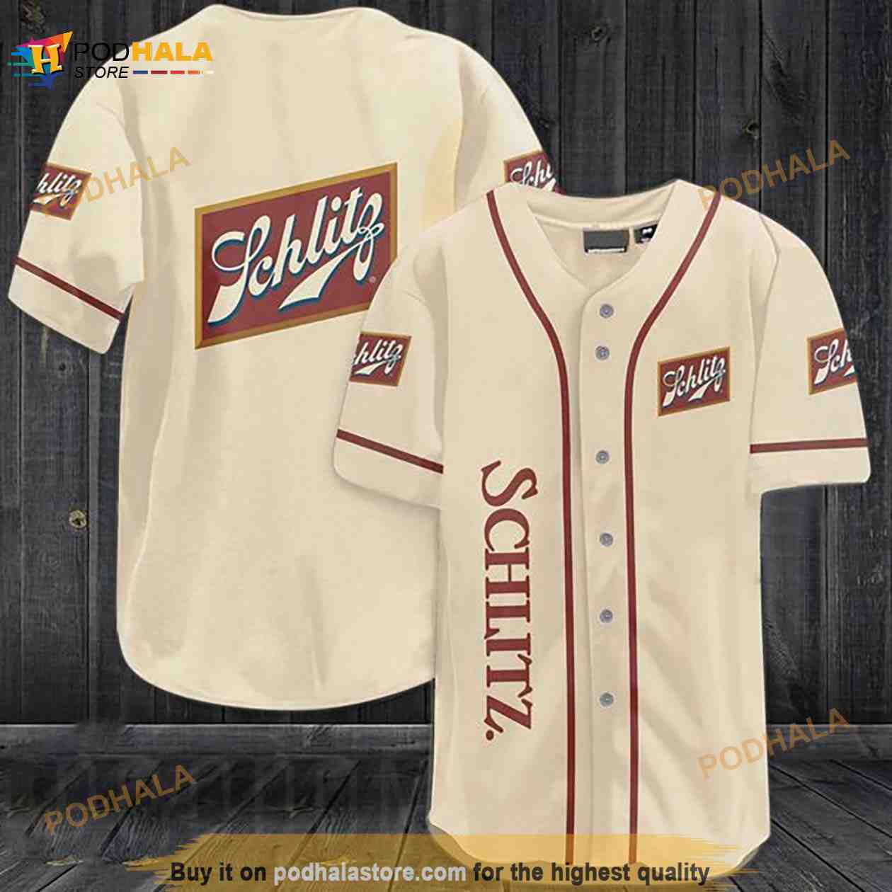 Beige Schlitz Beer 3D Baseball Jersey baseball jersey product view 1