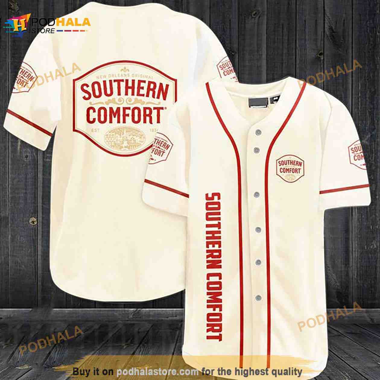 Beige Southern Comfort 3D Baseball Jersey baseball jersey product view 1