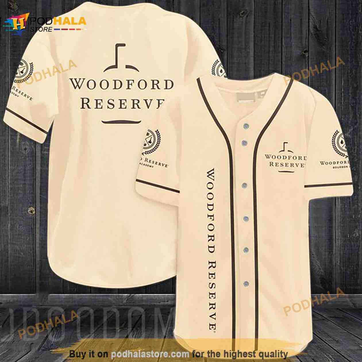 Beige Woodford Reserve 3D Baseball Jersey baseball jersey product view 1