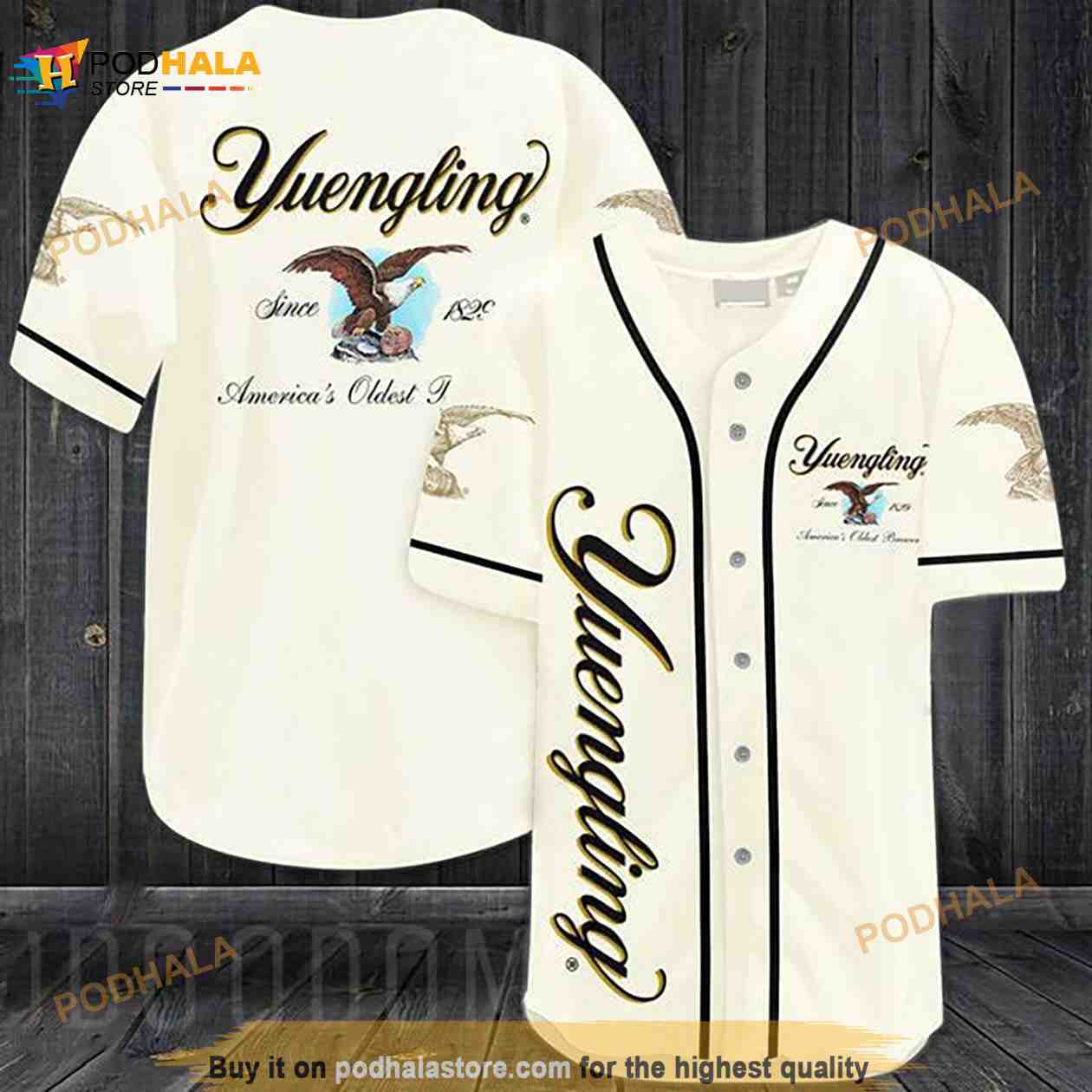 Beige Yuengling Beer 3D Baseball Jersey baseball jersey product view 1