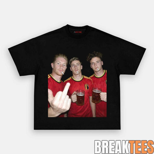 Belgian Afterparty Trio Drunk Smoke Middle Finger Tee Unisex T-shirt, Sweatshirt, Hoodie, Long Sleeve Tee - T-Shirt, Sweatshirt, Hoodie