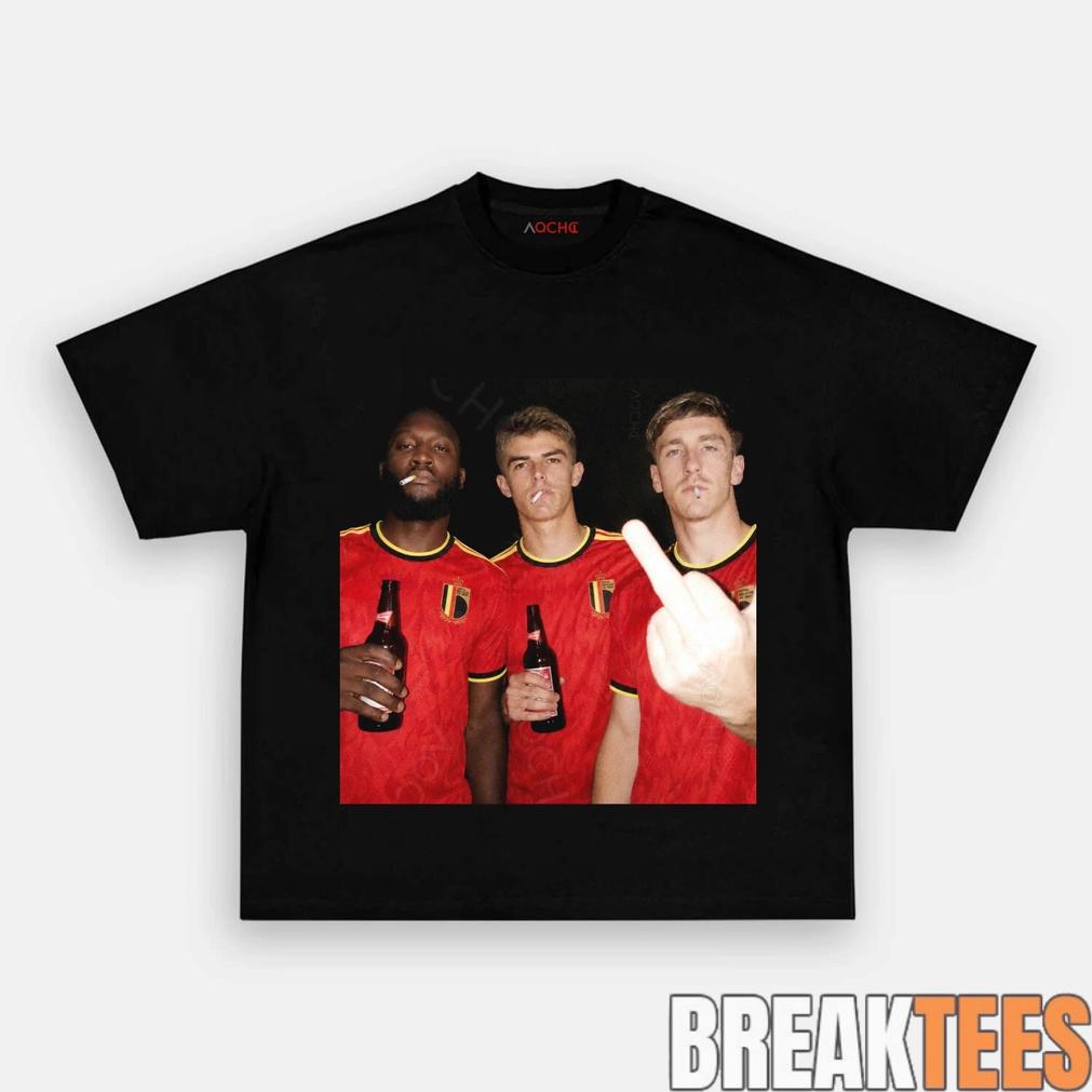 Belgian Red Devils Rebellion Drunk Smoke Middle Finger Tee Unisex T-shirt, Sweatshirt, Hoodie, Long Sleeve Tee - T-Shirt, Sweatshirt, Hoodie