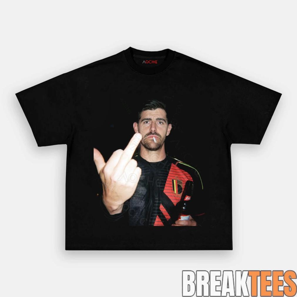 Belgium Football Team Thibaut Courtois Middle Finger Drunk Tee Unisex T-shirt, Sweatshirt, Hoodie, Long Sleeve Tee - T-Shirt, Sweatshirt, Hoodie