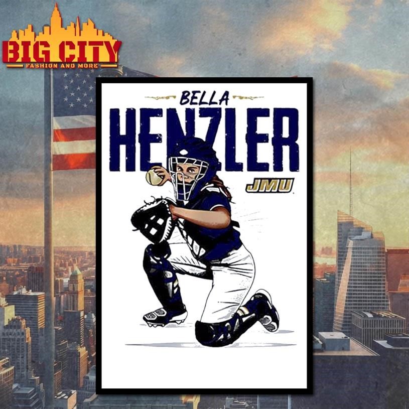 Bella Henzler JMU Softball NCAA Caricature - Adult & Kids T-Shirts, Sweatshirts & Hoodies apparel design preview 4