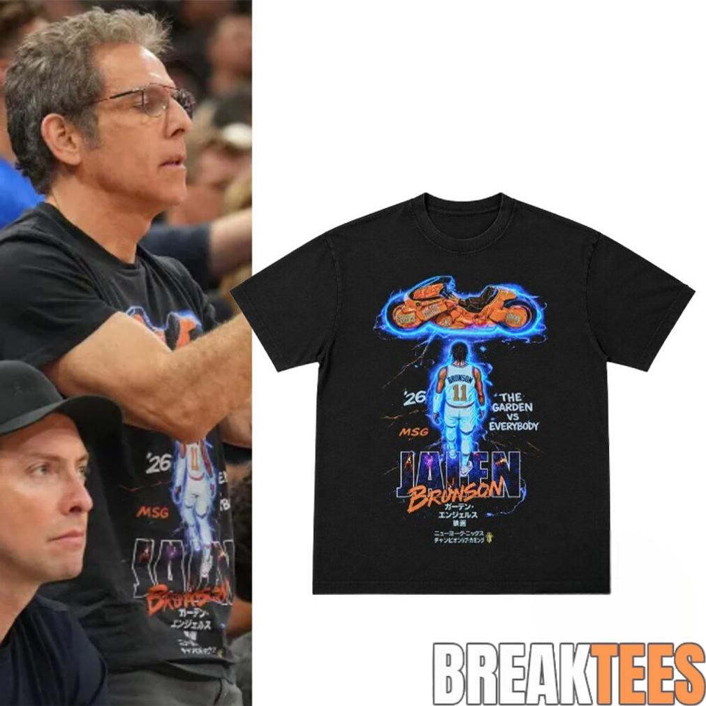 Ben Stiller Knicks Game 5 Jalen Brunson Motorcycle Shirt Unisex T-shirt, Sweatshirt, Hoodie, Long Sleeve Tee - T-Shirt, Sweatshirt, Hoodie
