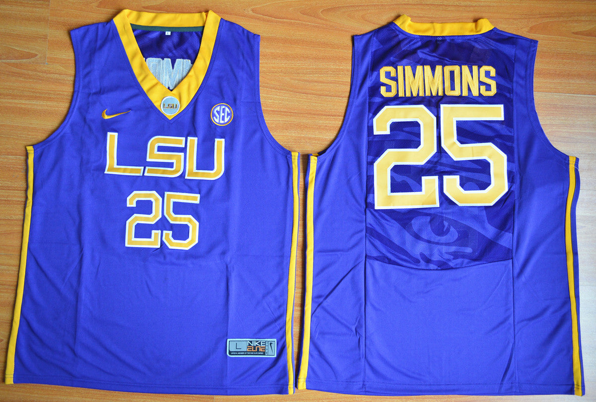 Ben Simmons 25 Purple College Football Jersey football jersey product view 1