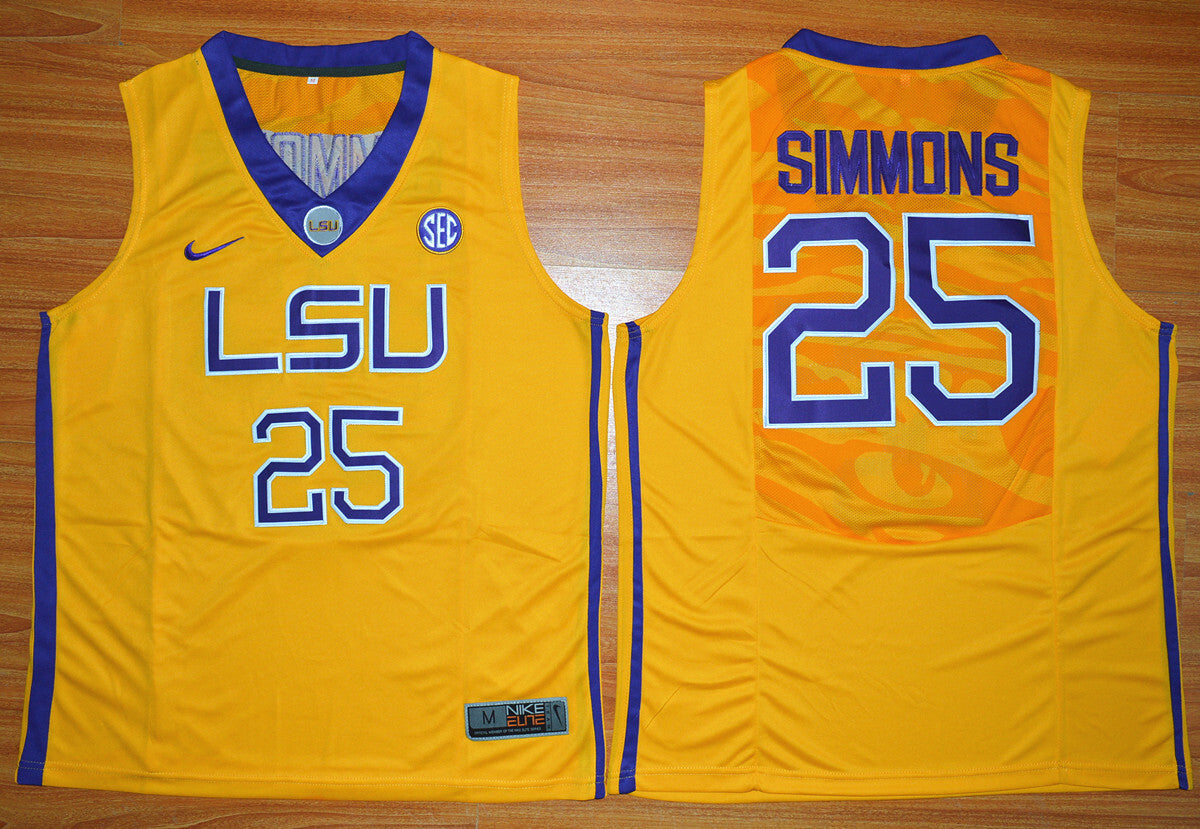 Ben Simmons 25 gold College Football Jersey football jersey product view 1