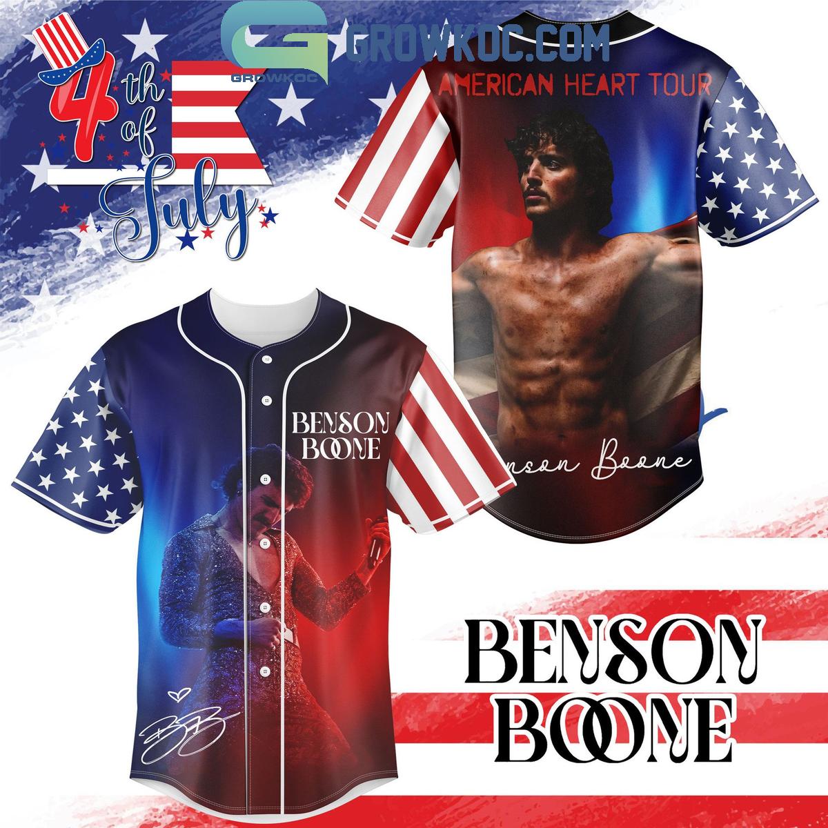Benson Boone American Heart Tour 4th Of July Baseball Jersey baseball jersey product view 1