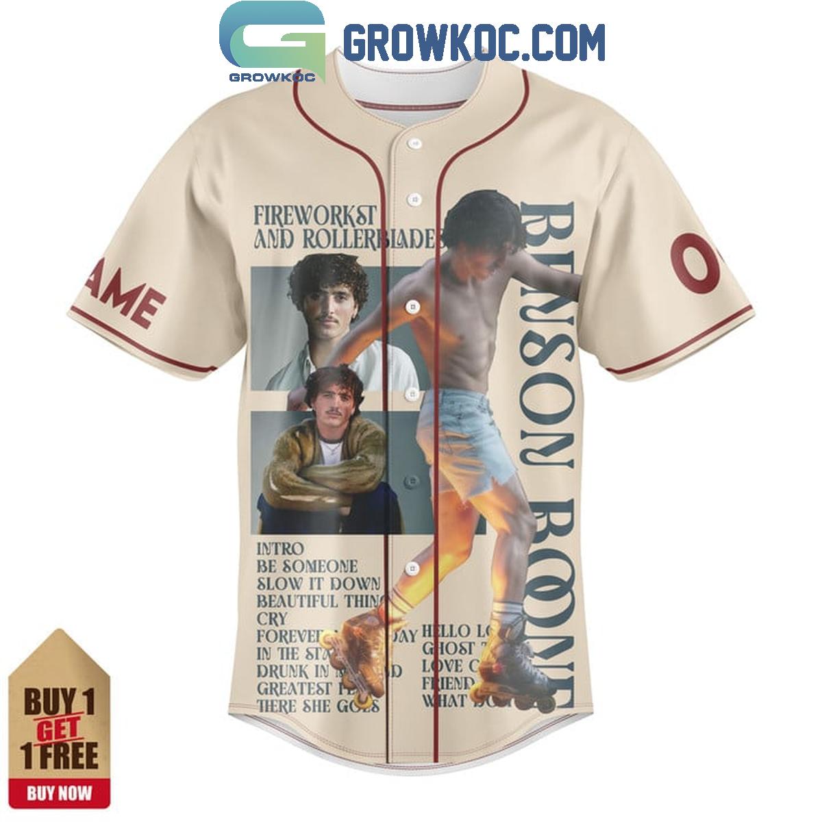 Benson Boone Fireworks And Rollerblades Personalized Baseball Jersey baseball jersey product view 2