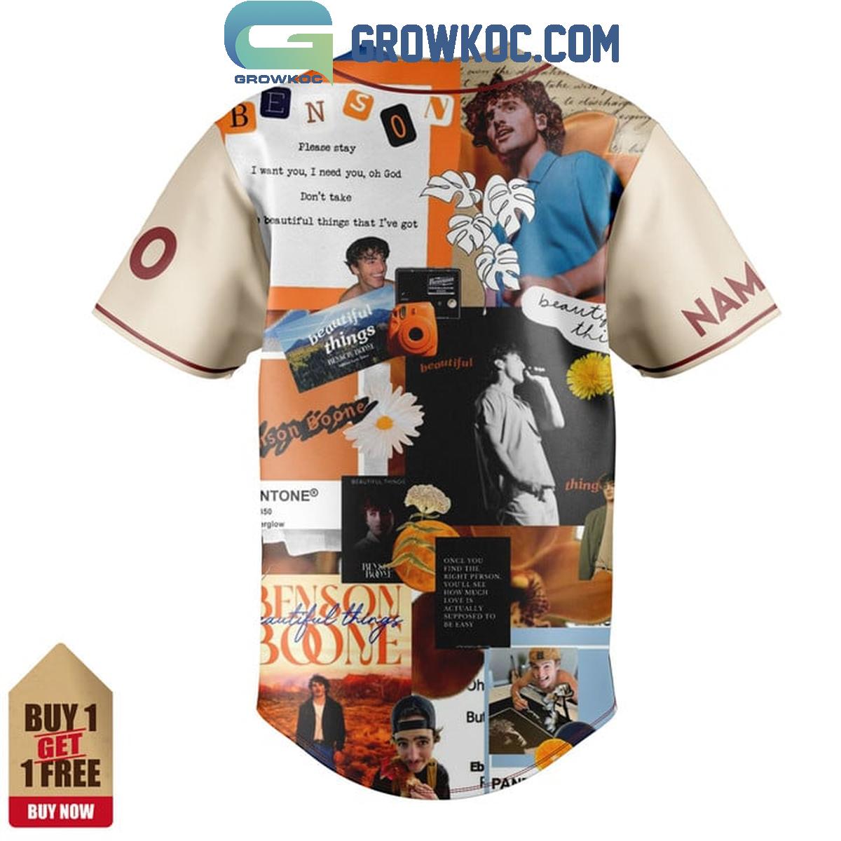 Benson Boone Fireworks And Rollerblades Personalized Baseball Jersey baseball jersey product view 3