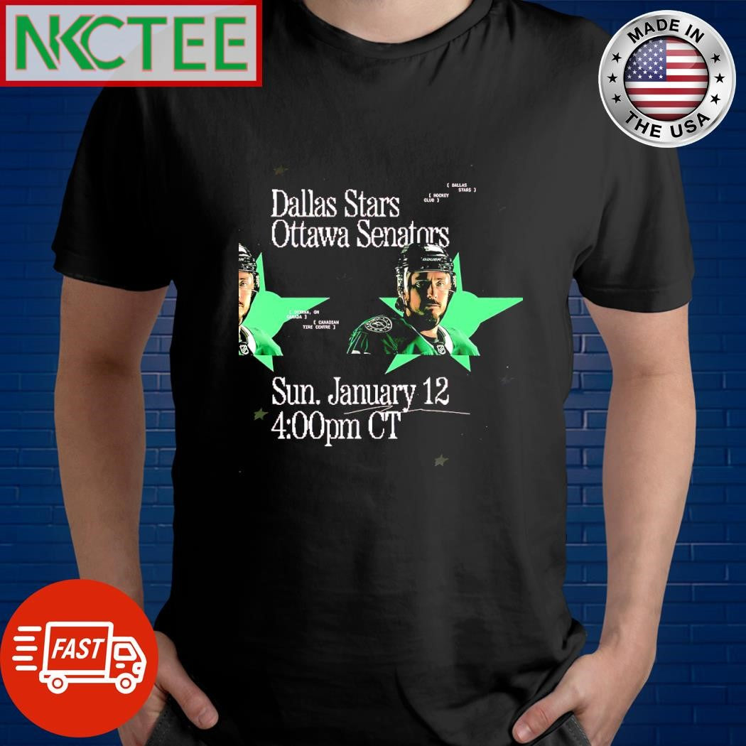 Best Dallas Stars Ottawa Senators Sun January 12 400 PM CT shirt Unisex T-shirt, Sweatshirt, Hoodie, Long Sleeve Tee - T-Shirt, Sweatshirt, Hoodie