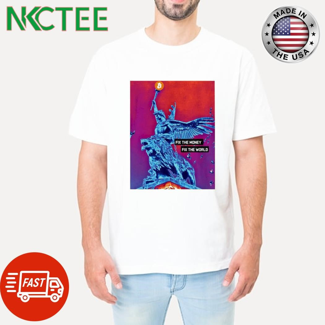 Best Fix the money fix the world Bitcoin angel ride lion shirt Unisex T-shirt, Sweatshirt, Hoodie, Long Sleeve Tee - T-Shirt, Sweatshirt, Hoodie