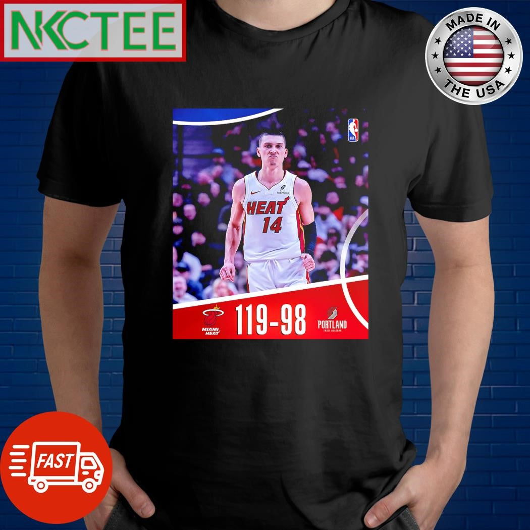 Best Miami Heat 119 98 Portland Trail Blazers shirt Unisex T-shirt, Sweatshirt, Hoodie, Long Sleeve Tee - T-Shirt, Sweatshirt, Hoodie