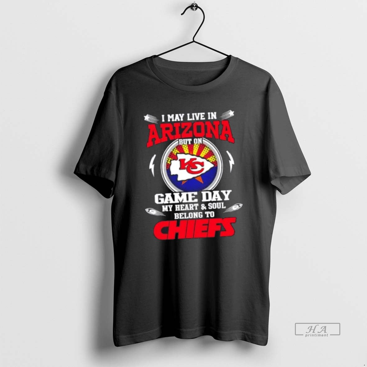 Best Official I May Live In Arizona But On Game Day My Heart And Soul Unisex T-shirt, Sweatshirt, Hoodie, Long Sleeve Tee - T-Shirt, Sweatshirt, Hoodie