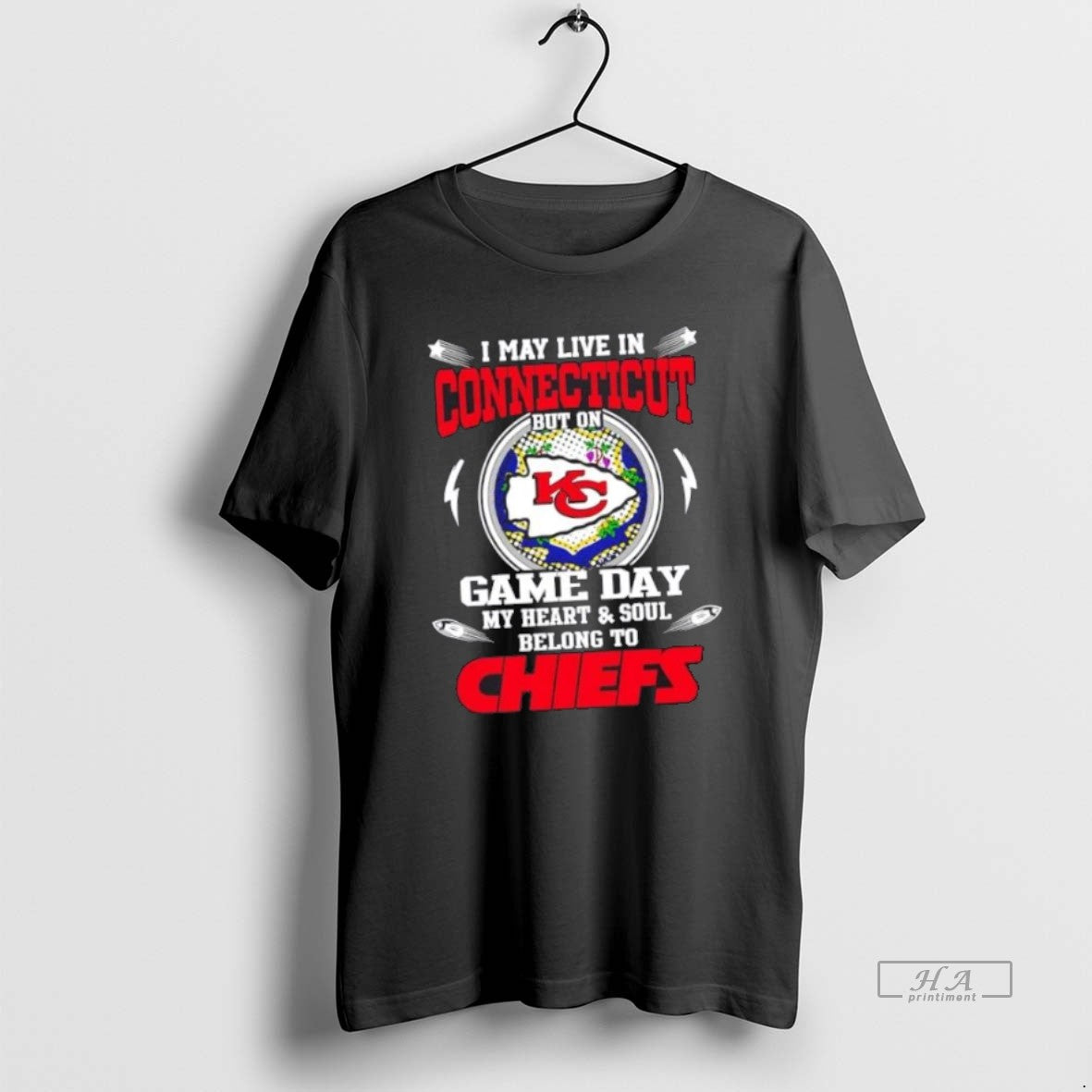 Best Official I May Live In Connecticut But On Game Day My Heart And Soul Unisex T-shirt, Sweatshirt, Hoodie, Long Sleeve Tee - T-Shirt, Sweatshirt, Hoodie