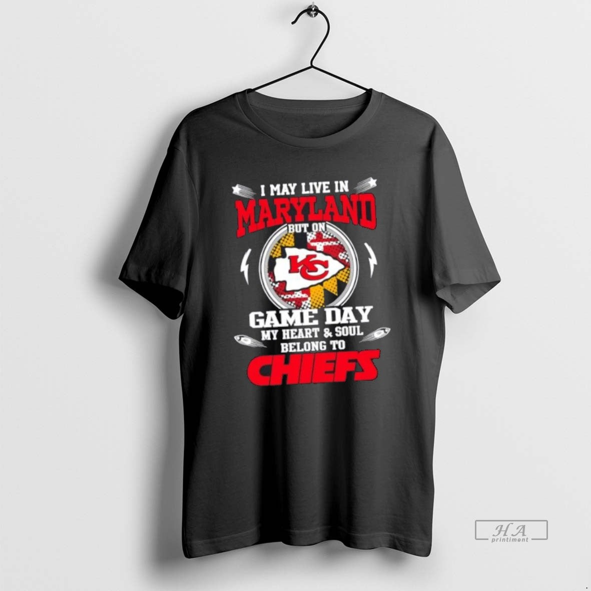 Best Official I May Live In Maryland But On Game Day My Heart And Soul Unisex T-shirt, Sweatshirt, Hoodie, Long Sleeve Tee - T-Shirt, Sweatshirt, Hoodie