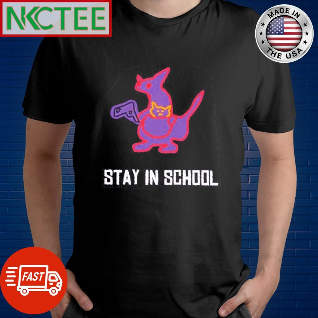 Best Stay in school kangaroo gun paint shirt Unisex T-shirt, Sweatshirt, Hoodie, Long Sleeve Tee - T-Shirt, Sweatshirt, Hoodie