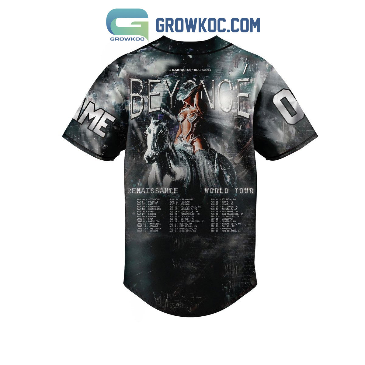 Beyonce Enaissance World Tour Personalized Baseball Jersey baseball jersey product view 3