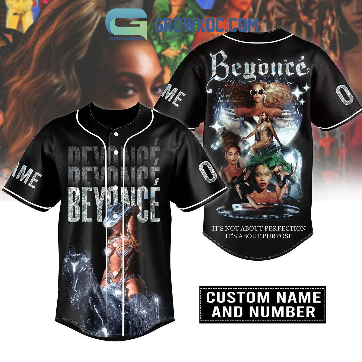 Beyonce It’s Not About Perfection It’s About Purpose Personalized Baseball Jersey baseball jersey product view 1