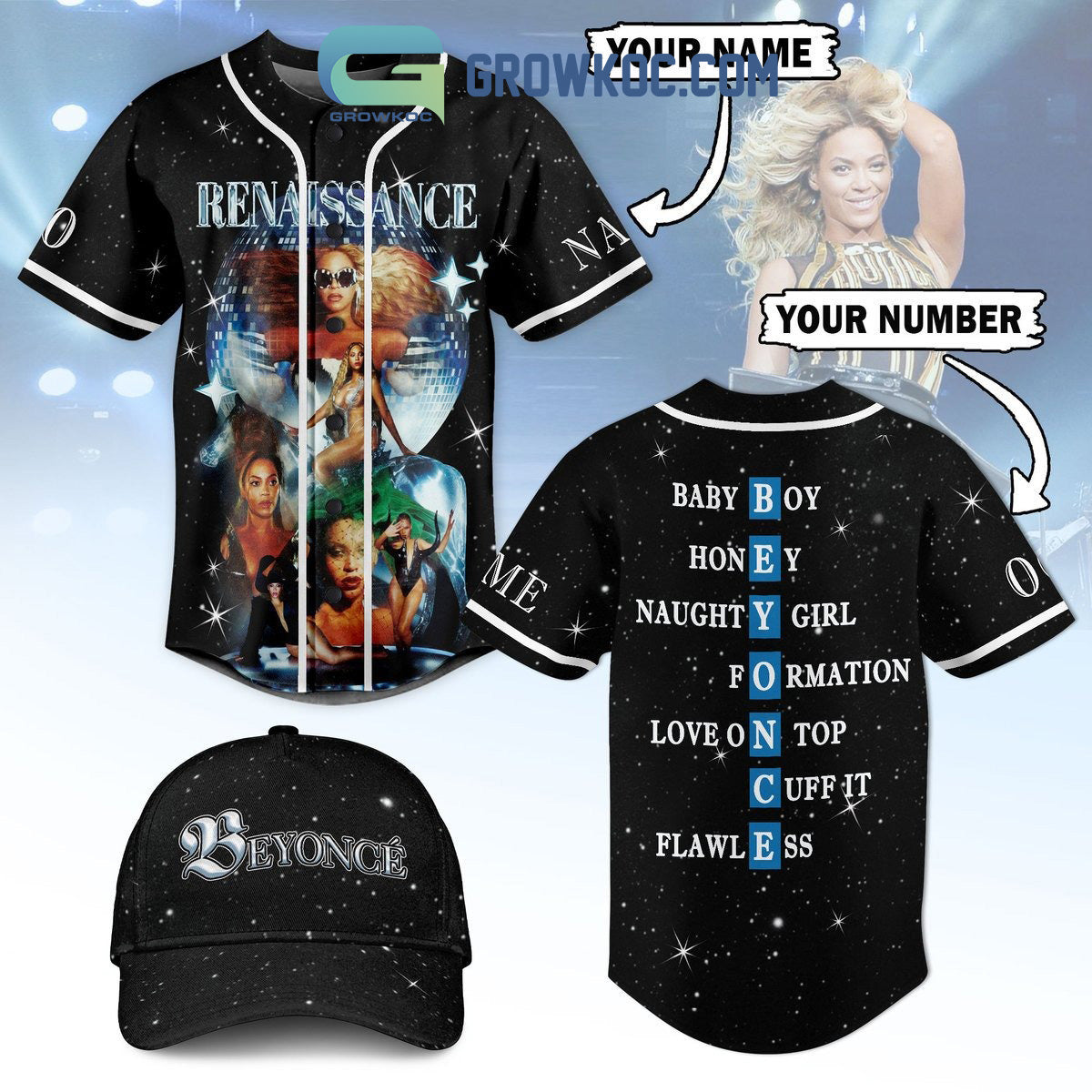 Beyonce Renaissance Personalized Baseball Jersey baseball jersey product view 1