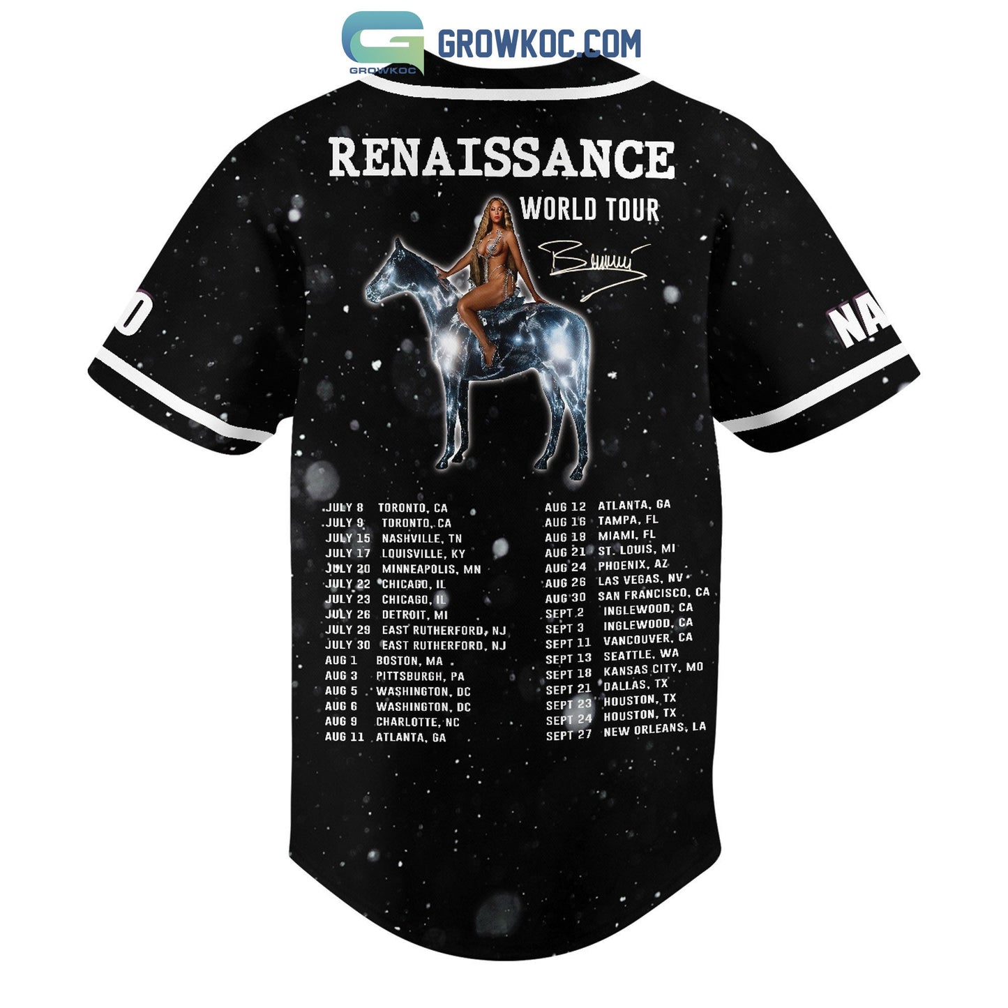 Beyonce Renaissance World Tour Personalized Baseball Jersey baseball jersey product view 3