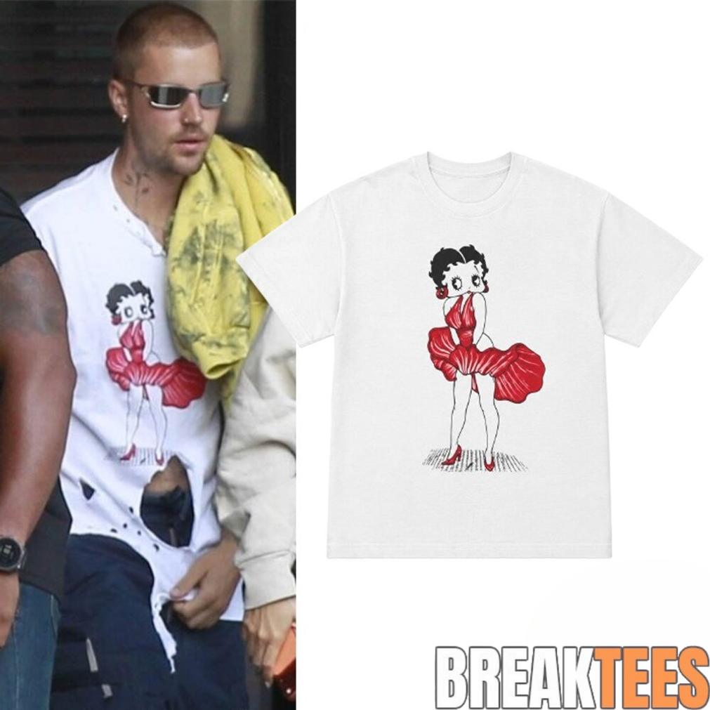 Bieber Justin Betty Boop Marilyn Monroe Shirt In Los Angeles 2026 Unisex T-shirt, Sweatshirt, Hoodie, Long Sleeve Tee - T-Shirt, Sweatshirt, Hoodie