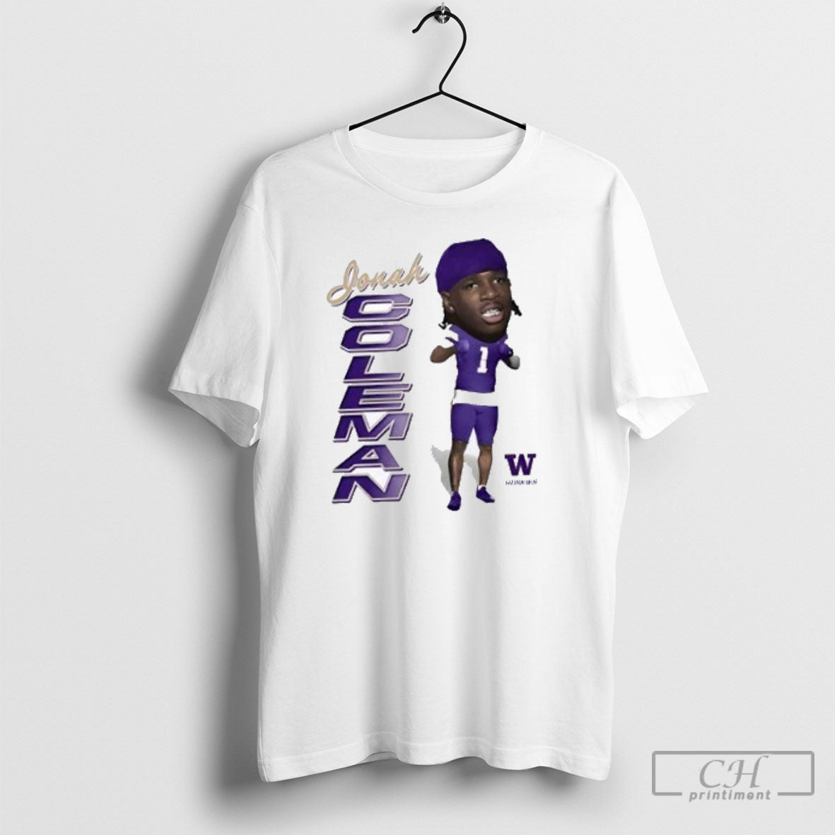 Big Head Jonah Coleman Washington Huskies Shirt Tee Unisex T-shirt, Sweatshirt, Hoodie, Long Sleeve Tee - T-Shirt, Sweatshirt, Hoodie