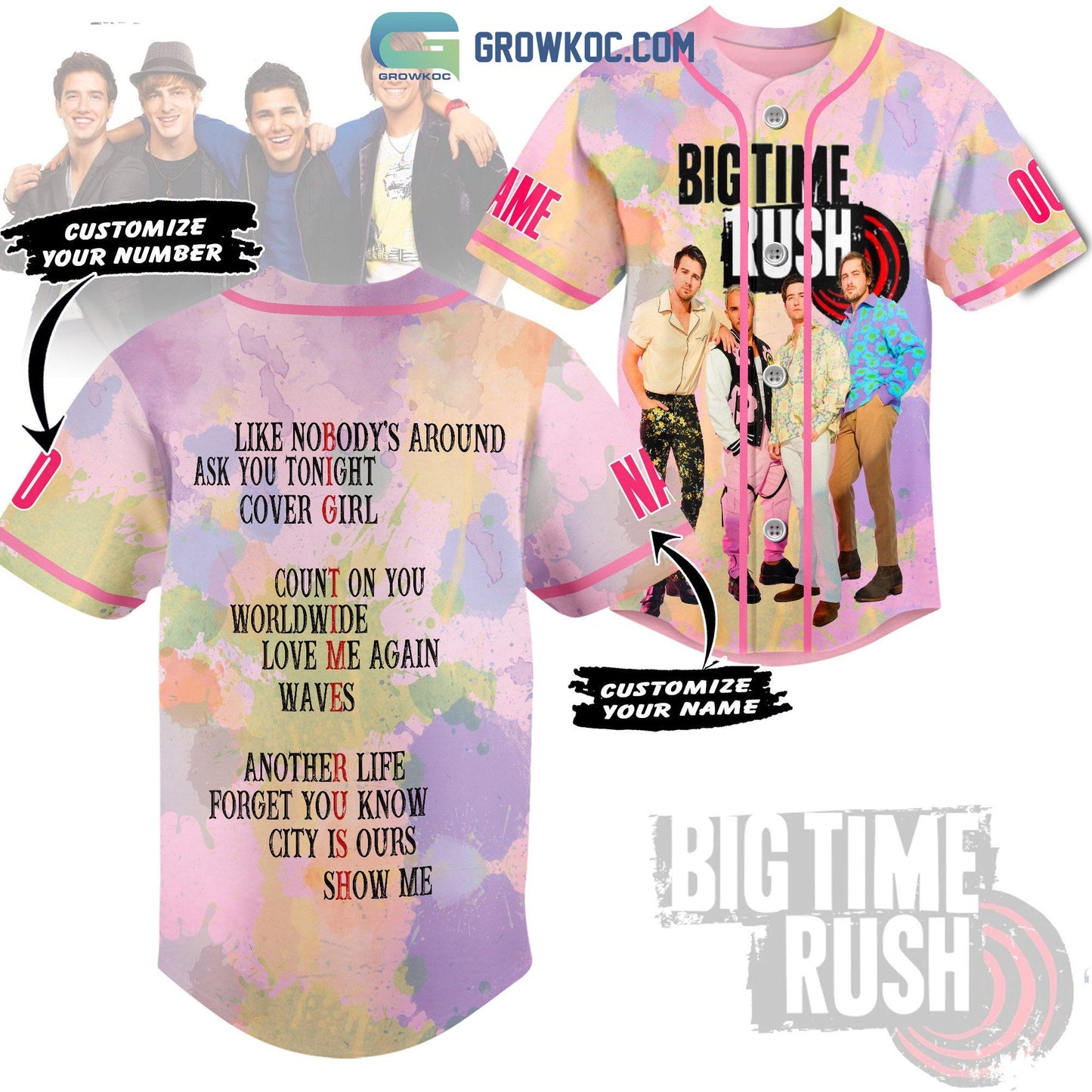 Big Time Rush All Album Personalized Baseball Jersey baseball jersey product view 1